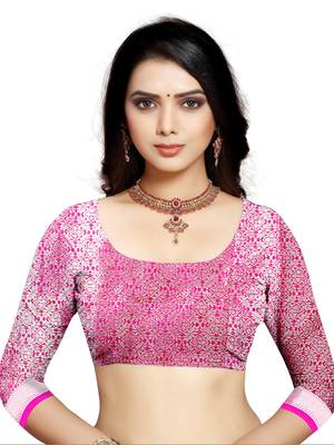 Turquoise woven organza saree with blouse 4