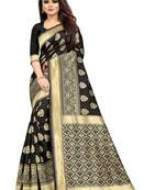 Black Woven Silk Blend Saree With Blouse