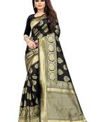 Black Woven Silk Blend Saree With Blouse