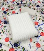 White Net Unstitched Dress Material With Floral Dupatta