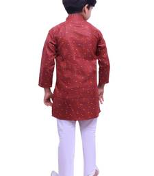 Maroon Printed Cotton Boys Kurta Pajama Set