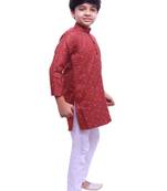 Maroon Printed Cotton Boys Kurta Pajama Set