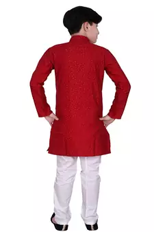 mr Self Design Silk Boys Kurta Pajama Set