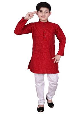 mr Self Design Silk Boys Kurta Pajama Set 1