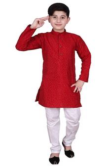 mr Self Design Silk Boys Kurta Pajama Set