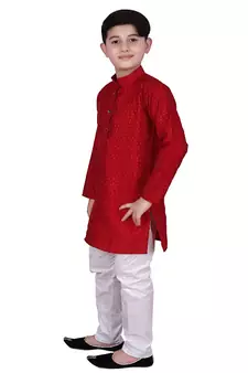 mr Self Design Silk Boys Kurta Pajama Set