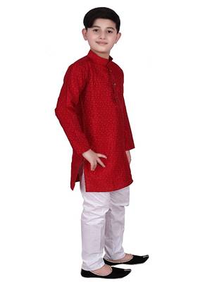 mr Self Design Silk Boys Kurta Pajama Set 5