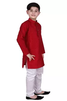 mr Self Design Silk Boys Kurta Pajama Set