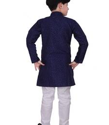 Nblue Self Design Silk Boys Kurta Pajama Set