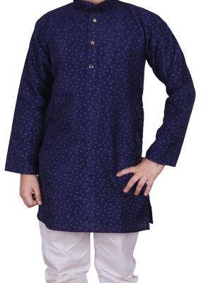 Nblue Self Design Silk Boys Kurta Pajama Set 3