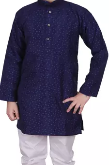 Nblue Self Design Silk Boys Kurta Pajama Set
