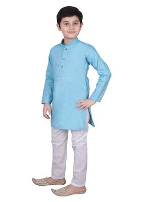 Frz Self Design Cotton Boys Kurta Pajama Set 1