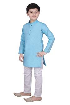 Frz Self Design Cotton Boys Kurta Pajama Set