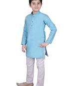 Frz Self Design Cotton Boys Kurta Pajama Set