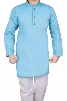 Frz Self Design Cotton Boys Kurta Pajama Set