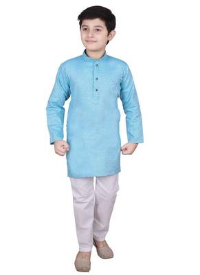 Frz Self Design Cotton Boys Kurta Pajama Set 4