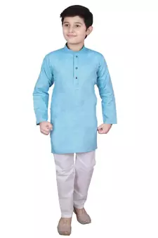 Frz Self Design Cotton Boys Kurta Pajama Set