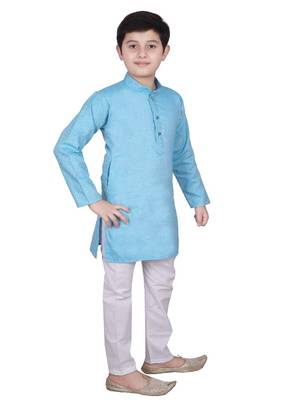 Frz Self Design Cotton Boys Kurta Pajama Set 5