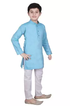Frz Self Design Cotton Boys Kurta Pajama Set