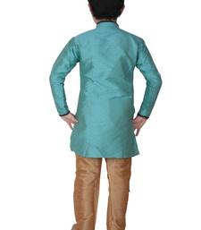 Firozi Self Design Silk boys Kurta Pajama Set