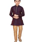 Blue Floral Jacquard Silk Kurta Pajama Set