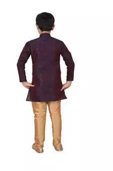 Blue Floral Jacquard Silk Kurta Pajama Set
