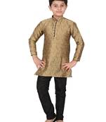 Brown Floral Jacquard Silk Kurta Pajama Set