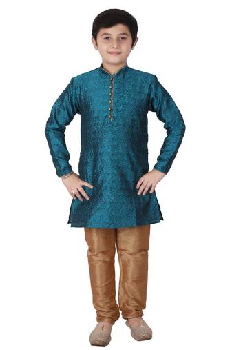 Green Floral Jacquard Silk Kurta Pajama Set