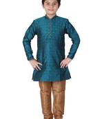 Green Floral Jacquard Silk Kurta Pajama Set