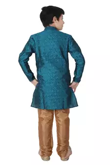 Green Floral Jacquard Silk Kurta Pajama Set