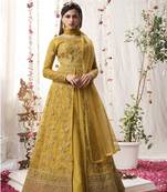 Mustard embroidered net salwar