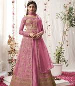 Pink embroidered net salwar