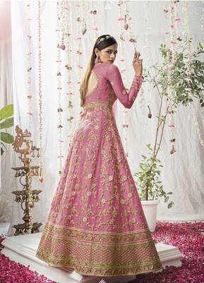 Pink embroidered net salwar 2