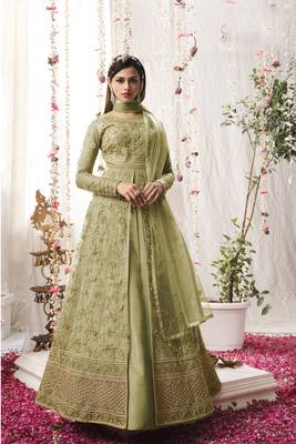 Mehendi embroidered net salwar 1