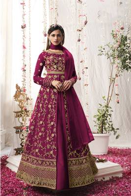 Rani-pink embroidered net salwar 1