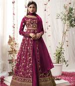 Rani-pink embroidered net salwar