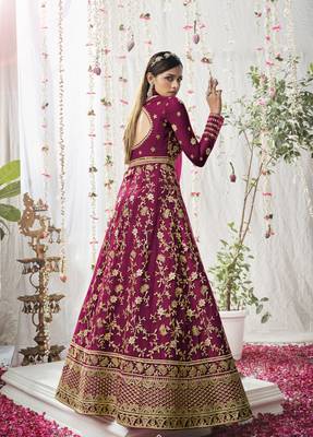 Rani-pink embroidered net salwar 2