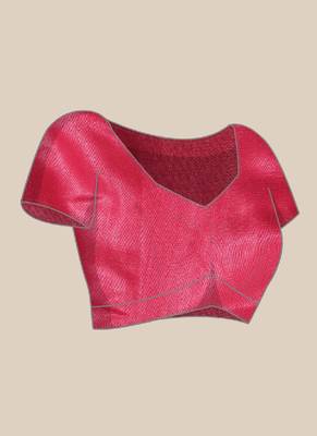 Pink Organza Saree With Blouse Piece 5