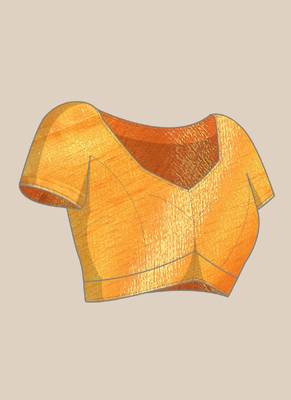 Yellow organza saree with blouse piece 5