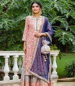 Pink & White Sharara Set with Potli