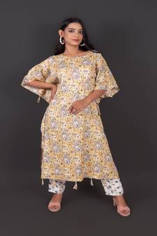 Printed Chanderi Kaftan With Pant