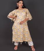 Printed Chanderi Kaftan With Pant