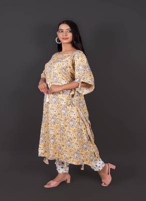 Printed Chanderi Kaftan With Pant 2