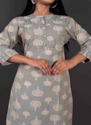 Muslin Kurta Zari Work With Pant 4