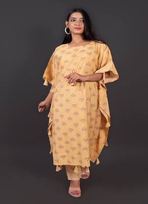 Modal Chanderi Kaftan With Pant 1