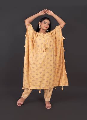 Modal Chanderi Kaftan With Pant 2