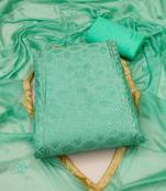 Sea Green Chanderi Sequin Embroidered Dress Material