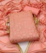 Orange Chanderi Sequin Embroidered Dress Material