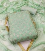 Light Green Chanderi Sequin Embroidered Dress Material