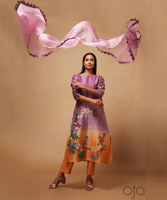 Linen Embroidered Yellow Kurta Sets 3